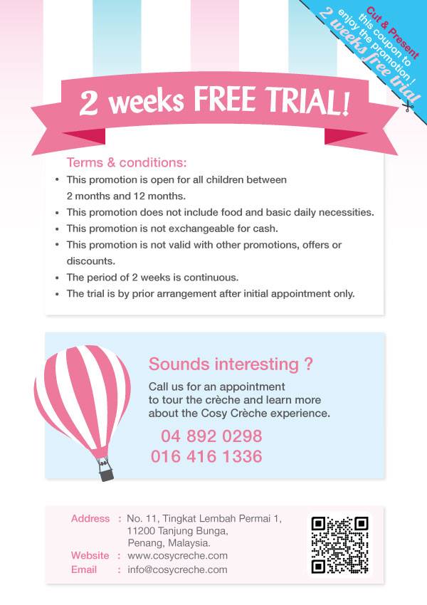 Cosy Creche Penang - 2 Weeks Free Trial Coupon